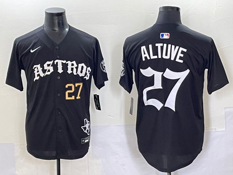 Men 2025 Houston Astros #27 Altuve Black Seven generations Joint Name Nike MLB Jersey style 4->houston astros->MLB Jersey